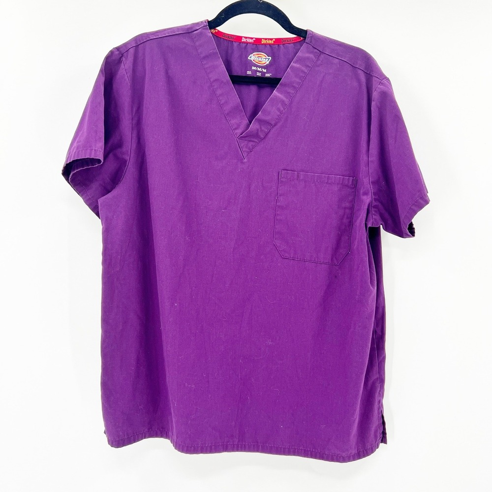 Dickies Scrub‎ Top Women Medium Purple Good V-Neck Short Sleeve 83706 Pocket